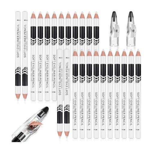 26 Pieces White Eyeliner Pencil with Sharpener Soft Strokes White Eyeliner Pencil Eye Silkworm Brighten Eye Liner Pen Multipurpose Makeup Tool for Eyeshadow Lip Liner