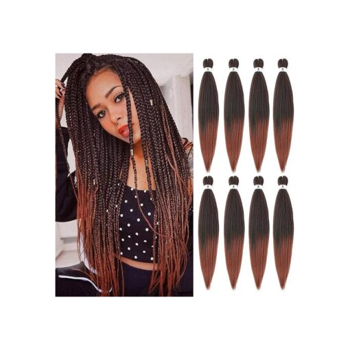 8 Pack Pre Stretched Braiding Hair 26 Inch Easy Braid Yaki Texture Synthetic Hair Extensions for Braiding Crochet Braids ( 1B-350,26inch )