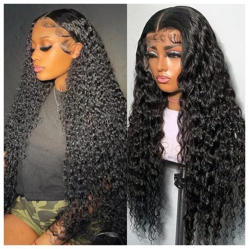 28 Inch 13x6 Deep Wave Lace Front Wigs Human Hair 180 Density Deep Curly Lace Front Wigs Human Hair Pre Plucked with Baby Hair Brazilian Glueless Transparent Lace Frontal Wig ( 28inch 13x6curly )