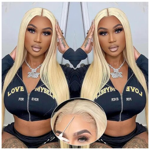 28inch Blonde 613 Lace Front Wig Human Hair 4x6 Hd Lace Closure Wear And Go Glueless Wigs Human Hair Pre Cut Straight Lace Front Wigs 200 % Density