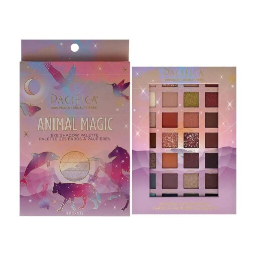 Pacifica Beauty, Animal Magic Eye Shadow Palette, 28 Eyeshadow Shades, Mineral Eyeshadow, Matte, Shimmer and Glitter Mica Shades, Vitamin E, Made from 100 % Recyclable Paper, Vegan and Cruelty Free