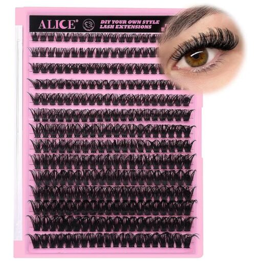 280Pcs Wispy Individual Lashes DIY Eyelash Extensions 8-16MM Fluffy D Curl Lash Extensions Lash Clusters 80D Cluster Eyelashes DIY at Home by ALICE