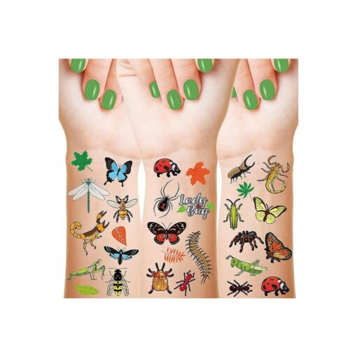 Maitys 288 Pcs Insect Tattoos Reptile Temporary Tattoos Buggin out Tattoos Bees, Spiders, Beetles, Butterflies Kids ' Party Supplies Bug Party Favor Butterfly Birthday Party Supplies