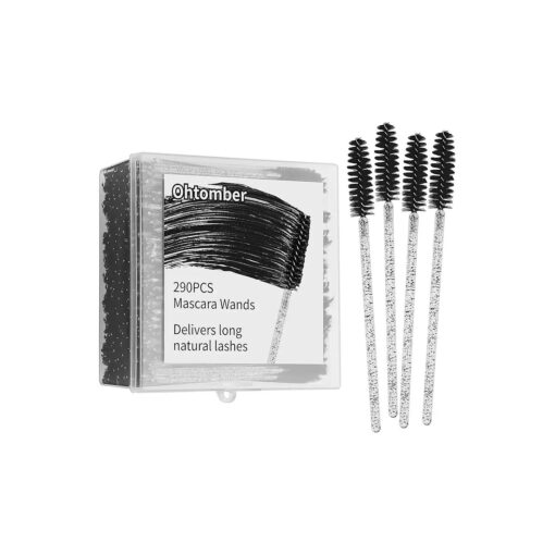 290PCS Spoolies Eyelash Brush - Mascara Wands Eyebrow Brush Eyelash Comb Spoolies for Eyelash Extensions Supplies, Disposable Lash Spoolies for Eyebrows Makeup Applicator with Container Black