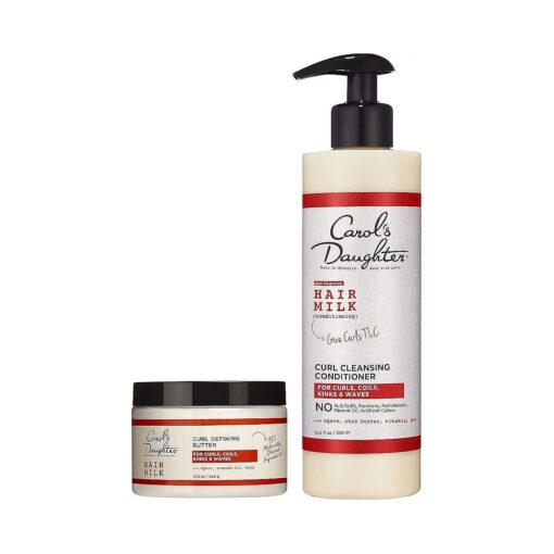 Carol 's Daughter Hair Milk Sulfate and Paraben Free Curl Cleansing Conditioner and Curl Defining Butter Gift Set - made with Agave Nectar and Shea Butter - best for 2B to 4A Curl Types