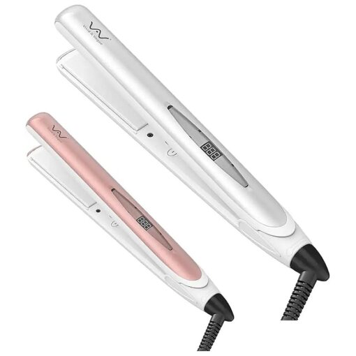 VAV Professional Hair Iron 2IN1 Hair Straightener & Curling Iron,284-446 Temperature Adjustment, Auto Shut-Off ( Pink )