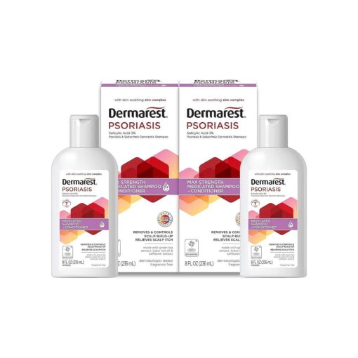 Dermarest Psoriasis Medicated Shampoo and Conditioner, Unscented, Dermatologist Tested, 8 ounces, ( Pack of 2 )