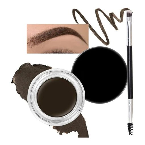 evpct 2Pcs Eyebrows Pomade Shaping Kit with Dual-ended Brush Eye Brow Styling Gel Dark Brown Makeup Set Long Lasting Waterproof Colored Color Eyebrow Pencil Powder Tinting Kit pintura de cejas, EBONY