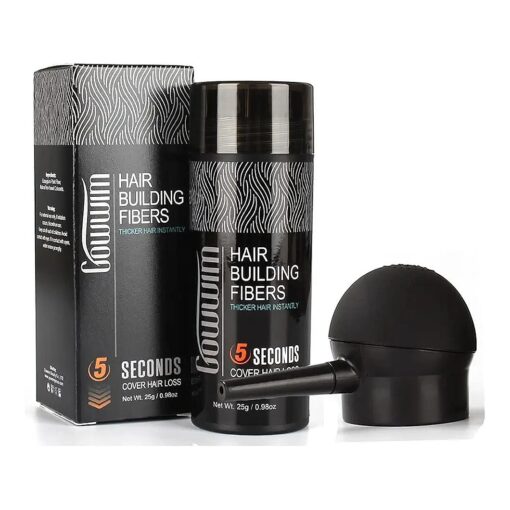 gowwim Hair Thickening Fibers Best 2-in-1 Kit Set, Keratin Hair Building Fibers & Spray Application Atomizador Pump Nozzle, Instantly Cover Sparse Hair Areas ( Dark brown )