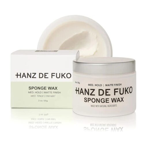 Hanz de Fuko Sponge-Wax - Premium Men 's Hair Styling Wax with Medium Hold & Semi-Matte Finish - 2oz