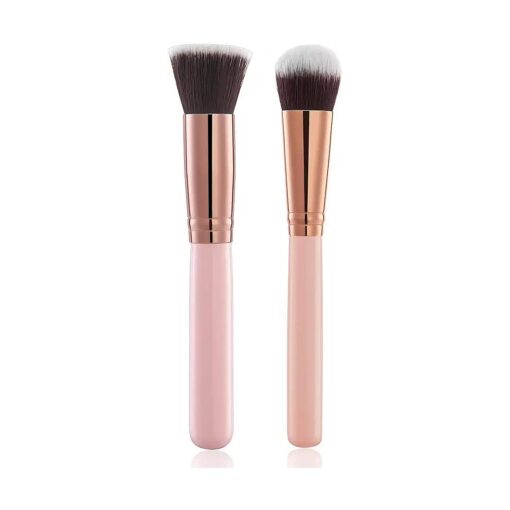 2pcs Face Self Tanning Brush Kabuki Brush for Self Tan Sunless Tanning, Self Tanner brush Applicator, Flat Top Brush Face and Blending Brush, Easy Self Tan Applicator for Face ( pink )