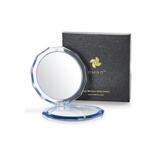 OMIRO Compact Mirror, 3 1/2" 1X/10X Magnification Mini Folding Makeup Mirror for Purses ( Color of The Year 2020 - Classic Blue )