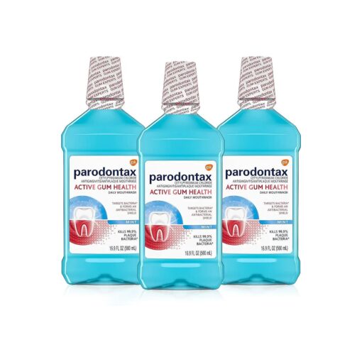 Parodontax Active Gum Health Mouthwash, Antiplaque and Antigingivitis Mouthwash, Mint, 3x16.9 Fl Oz