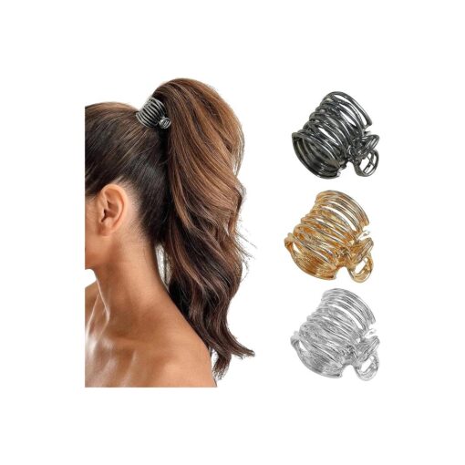 FRDTLUTHW Hair Clips Medium Hair Claw Clips, 1.4Inch Metal Small Claw Clips for High Ponytail, Shark Hair Clips for Thick Long Hair ( 3 Colors, Pack of 3 )