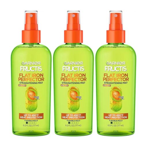 Fructis Style Flat Iron Perfector Straightening Mist for Heat Protection, Argan Oil, 6.0 Fl Oz, 3 Count ( Packaging May Vary )