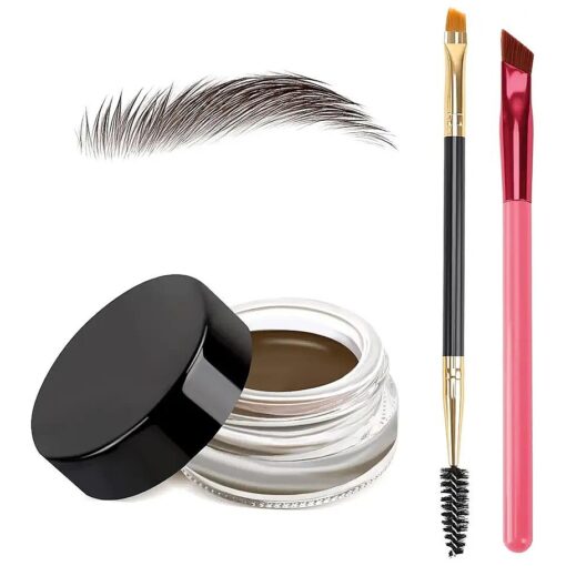 3 IN 1 Eyebrow Gel Kit With 2 Eyebrow Brushs, [ ( High Pigment ) ], [ ( Waterproof ) ], [ ( Long Wearing ) ], Eyebrow Pomade For All Skin Tones, 06 medium-brown