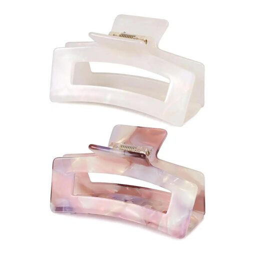 Women Cellulose Acetate Hair Clips 3.3 Inch Banana Hair Claw Clip, Tortoise Shell Celluloid Strong Hold Clips for Thin Thick Hair, Fashion Hair Accessories for Ladies Girls ( 2 Pack )