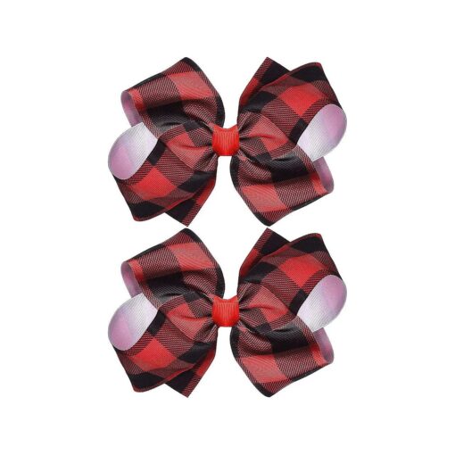 Syhood 2 Pieces Christmas Plaid Hair Bows for Girls 6.3 inch Large Buffalo Plaid Hair Alligator Clips Hairpin Hair Ribbon for Toddlers Kids Christmas Accessories