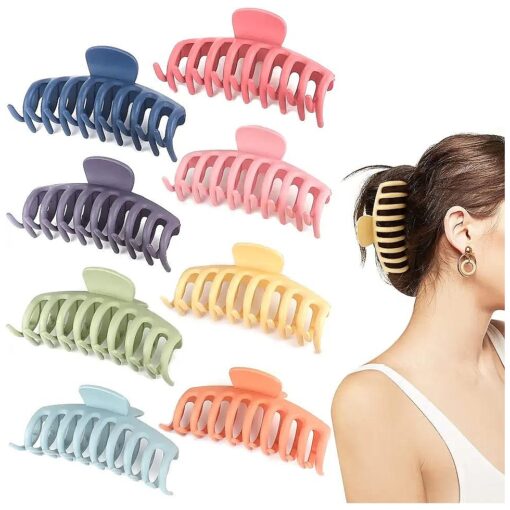 4.3 Inch Large Hair Claw Clips for Thin Thick Curly Hair Big Matte Hairclips Banana Strong Hold Jaw Clip Fashion Hair Accessories for Women and Girls ( Nonslip, 8PCS )