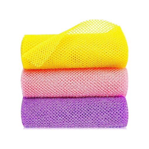 3 Pcs African Exfoliating Net Sponge African Bath Sponge Scrubbing Rag Net African Wash Shower Long Net Body Scrubber