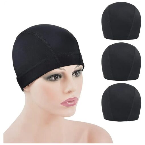 3 Pcs Dome Cap Wig Caps for Making Wig Stretchy Wig Cap with Wide Elastic Band ( Black Dome Cap M )