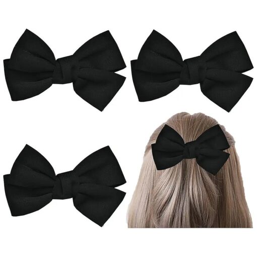 3 Pcs Bow Hair Clips Bowknot Barrettes Black Women Headpiece Hairclip Hair Pins Halloween Christmas Bohemian Hawaiian Wedding Party Decoration Cosplay Costume Headband Cute Handmade Hair Accessories