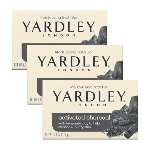 Yardley Activated Charcoal Bath Bar 4oz 3 Pack