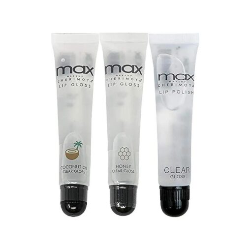 ( 3Pack ) MAX Makeup Cherimoya Lip Polish Clear Set Clear Gloss ( Original+Coconut+Honey )