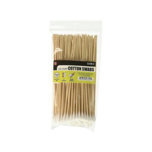 SE 6" Cotton Swabs with Wooden Handles ( 3 Pack of 100 ) - CS100-6-3