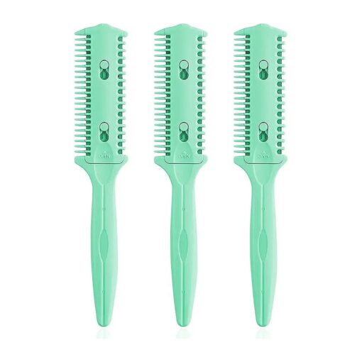 3 Pack Haircut Razor Comb- Double Sided Razor, Hair Styling Razor Scissors Comb, Split Ends Hair Trimmer Styler for Thin and Thick Hair Cutting and Styling ( Green )