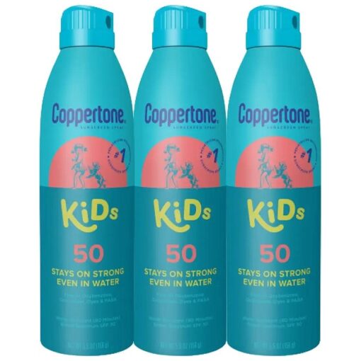 Kids Sunscreen Spray SPF 50, Water Resistant Sunscreen for Kids, Broad Spectrum Spray Sunscreen SPF 50, 5.5 Oz Pack of 3