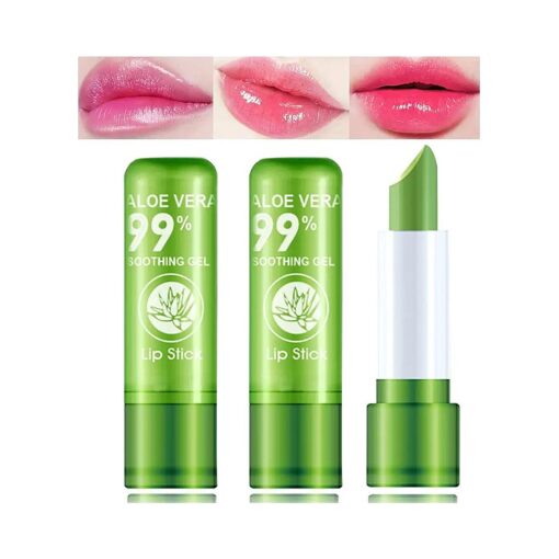 3 Pack Aloe Vera Lipstick, Long Wear Nutritious Lip Stick, Magic Temp Color Changing Lip Gloss, Lipstick, Moisturizing, Waterproof Matte Lip Balm Makeup