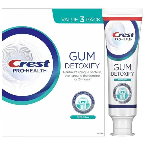 Crest Pro-Health Gum Detoxify Deep Clean Toothpaste 4.8 oz Pack of 3 - Anticavity, Antibacterial Flouride Toothpaste, Clinically Proven, Gum and Enamel Protection, Plaque Control