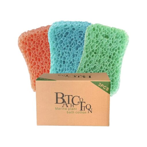 Bath Sponge 3 Pack Shower Sponges for Cleaning Exfoliating Body Sponge Orange, Gray, Green