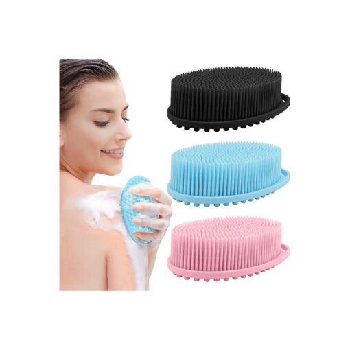 3 Pack Silicone Body Scrubber, Exfoliating Body Scrubber Soft Silicone Loofah Body Scrubber Fit for Sensitive and All Kinds of Skin Clean and Sanitary