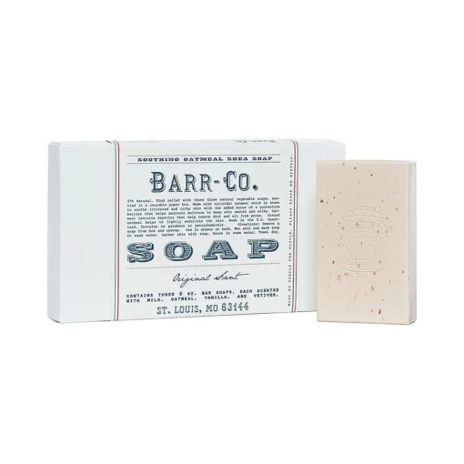 BARR-CO, Original Scent Bar Soap Gift Set, Milky Scent with Oat, Vanilla & Vetiver, Shea Moisturizing Soap, All-Natural Soap for Women & Men, 6 oz Each ( 3 Soap Bars )