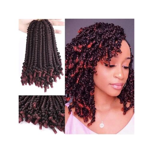 3 Packs Spring Twist Hair 8 Inch Crochet Hair Bomb Passion Twist Braiding Hair Extensions Curly Ends Fluffy Twisted Hair ( 8 Inch, TBUG )