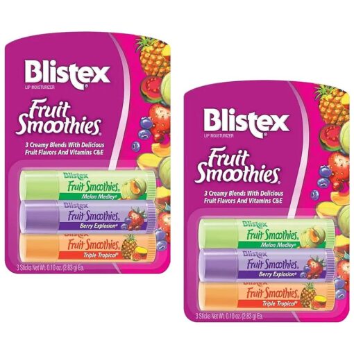 Blistex Fruit Smoothies Lip Moisturizers 3 Sticks 0.10 oz each Pack of 2