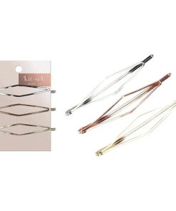 Kitsch Fashion Bobby Pins Set - 2.5 Inches Long Decorative Hair Pins | Fancy Hairpins for Women 's Hair Styling | Hair Accessories for Women, 3pcs ( Gold, Rose Gold & Silver )