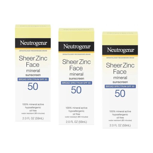 Sheer Zinc Dry-Touch SPF 50 Face Sunscreen, 2 Fluid Ounce -Pack of 3 ( Package May Vary )