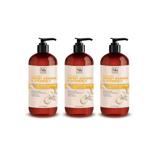 Soapbox Moisturizing Body Lotion, Sweet Orange & Vitamin C with Sunflower Oil and Shea Butter, Pack of 3 Hand Lotion Bottles, Vegan Skin Care Products, Moisturizer for Dry Skin, 3 Pack, 16oz each