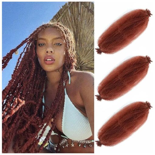 Ginger Afro Twist Hair 16 Inch 3 Packs Springy Afro Twist Hair Pre Fluffed Spring Twist Hair Afro Twist Wrapping Hair for Soft Locs ( 16 Inch, 3packs, 350 # )