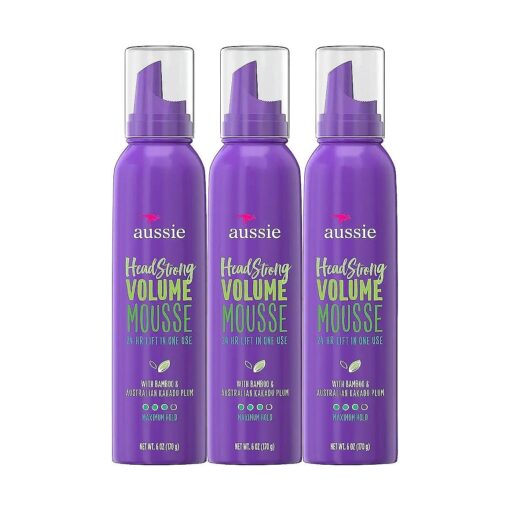 Aussie Mousse, with Bamboo & Kakadu Plum, Instant Volume, For Fine Hair, 6 Fl Oz ( Pack of 3 ), Packaging May Vary