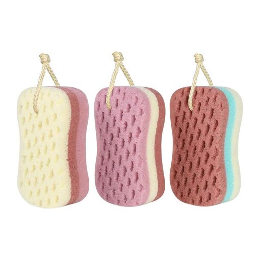 3 Pcs Bath Sponge for Women, Men, Kids, Sponge Loofah Body Scrubber Shower Sponge for Body Wash Bathroom, 3 Colors & Large Size Bathing Sponge Bathing Accessories ( Large Size )