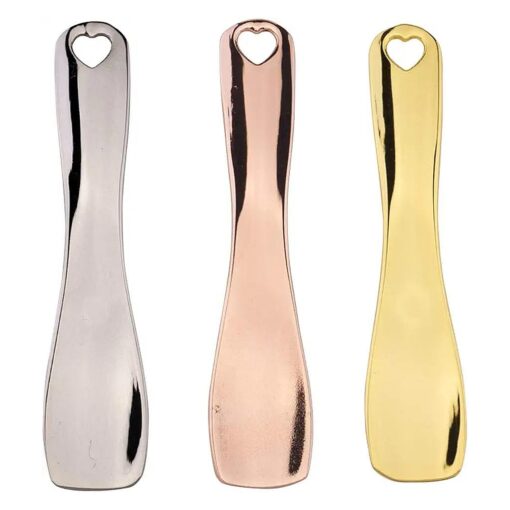 Teensery 3 Pcs Metal Cosmetic Spoon Spatulas Makeup Skin Care Facial Cream Mask Scoop Tool for Home Salon ( Gold, Silver, Rose Gold )