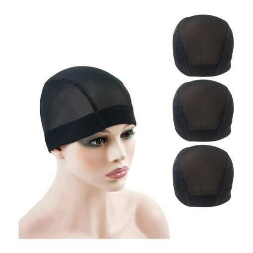 3 Pcs Mesh Cap Wig Caps for Making Wig Stretchy Wig Cap with Wide Elastic Band ( Black Mesh Cap M )