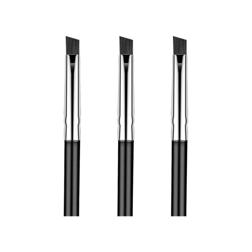 Eyeliner Brush 3 Pieces Angled Eyeliner Brush Eye Liner Angled Makeup Brush Slant Eyeliner Brush Flat Angled Eyeliner Brush Portable Eye Powder Foundation Brush for Gel, Liquid, Cream, Cosmetic Tools