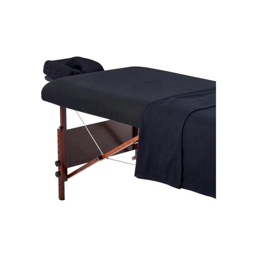 Master Massage Cotton Flannel Sheets Set ( 3 Piece Set ) Massage Table Cover Set, Beauty Salon SPA Bed Replacement Cover, Includes Table Cover, Face Cushion Cover, Table Sheet, Black