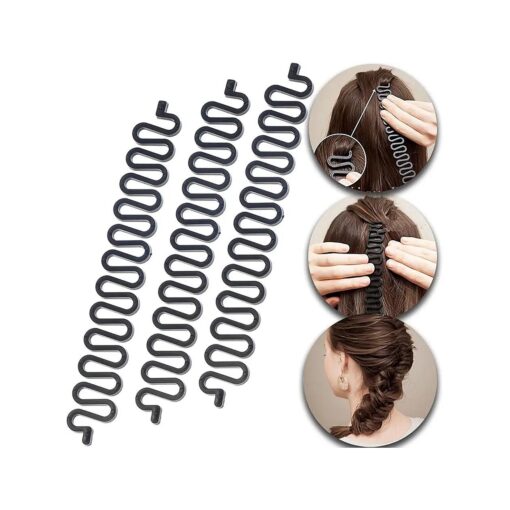 3 Pcs Hair Braiding Tool Roller With Hook Magic Hair Twist Styling Bun Maker DIY Hair Style Accessories Black