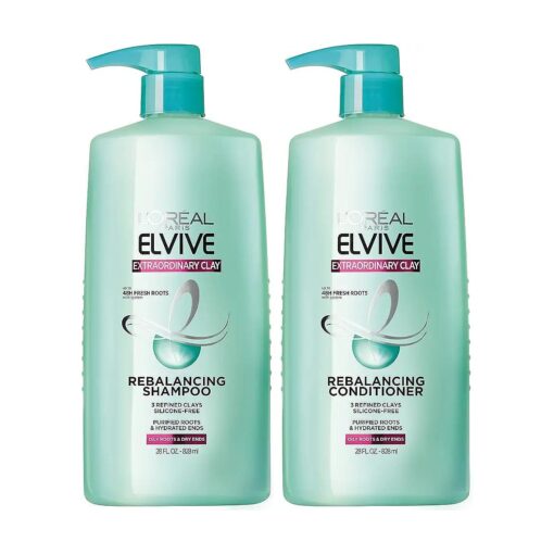 L'Oreal Paris Elvive Extraordinary Clay Rebalancing Shampoo and Conditioner 2 Piece Set